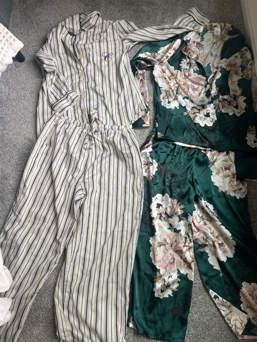 Pajama bundle two sets- by Chaps Striped Button-White and Black Stripes